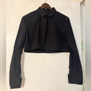 Zara Black Long Sleeve Boxy Button Down Shirt